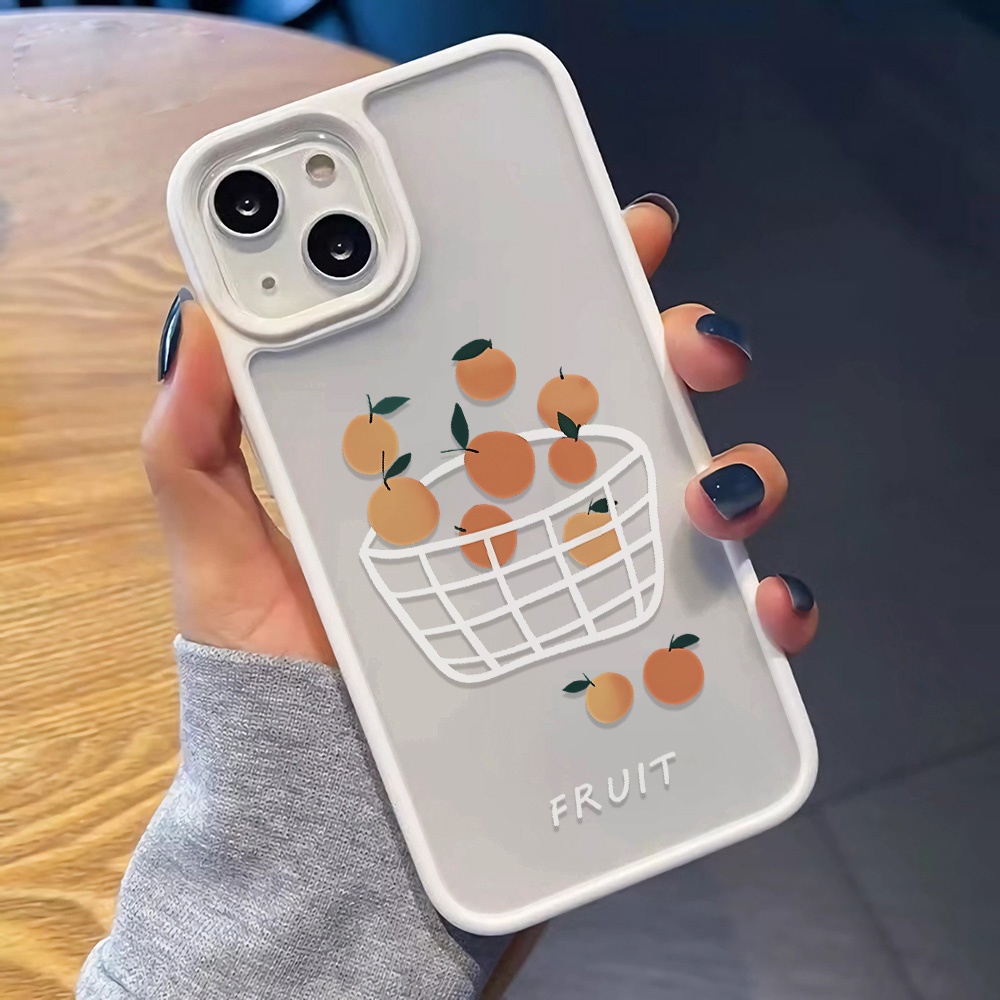 Ốp Điện Thoại Nhựa Acrylic Cứng Trong Suốt Hình Quả Cam Cho iphone 14 pro Max 11 13 12 7Plus 8 X XS Max