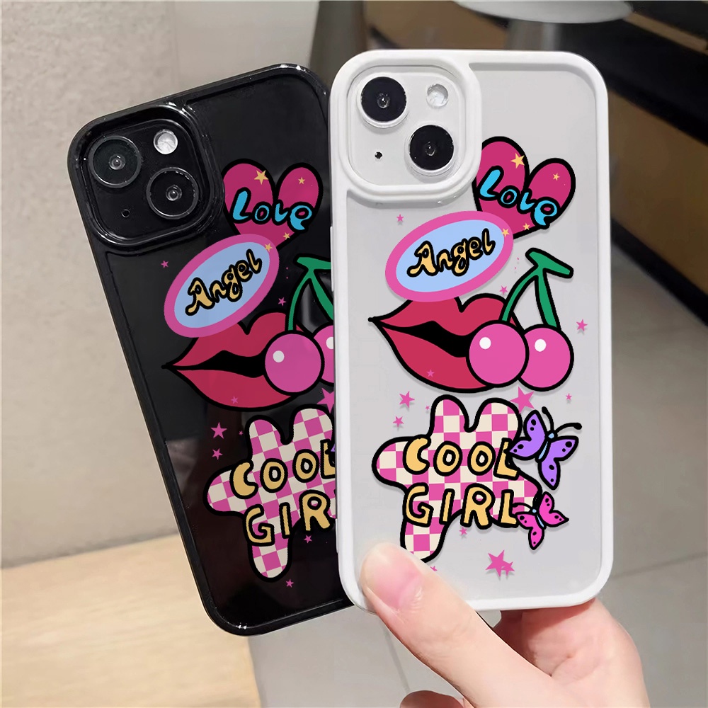 Ốp Điện Thoại Nhựa Acrylic Cứng Trong Suốt Hình Môi cherry Cho iphone 14 pro Max 11 13 12 7Plus 8 X XS Max