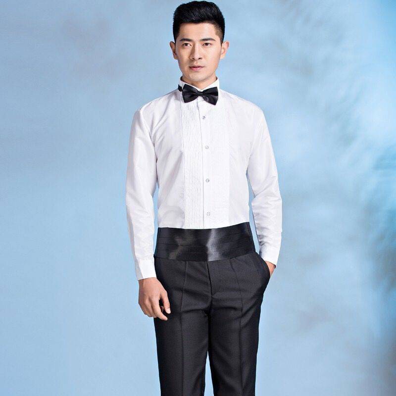 * * O s mi nam * Áo Sơ mi Trắng Dài Tay Mỏng Cho Chú Rể Biểu Diễn Sân Khấu Đám Cưới Chorus Host Tuxedo