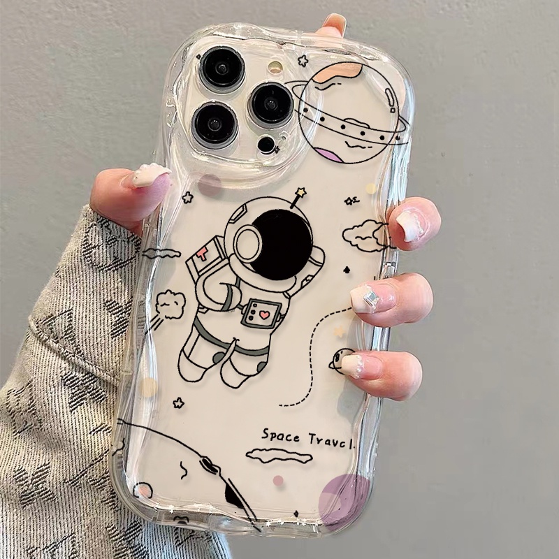 Ốp Điện Thoại Mềm Trong Suốt Họa Tiết Phi Hành Gia Bay Cho iphone 14 pro Max 11 13 12 7Plus 8 X XS Max