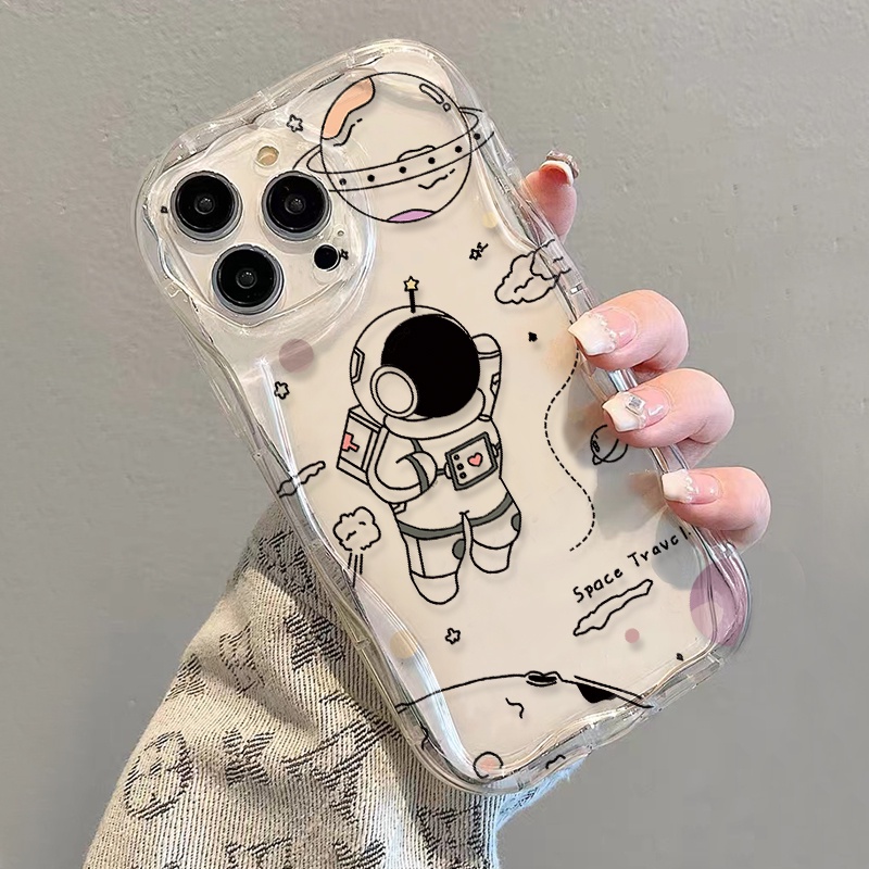 Ốp Điện Thoại Mềm Trong Suốt Họa Tiết Phi Hành Gia Bay Cho iphone 14 pro Max 11 13 12 7Plus 8 X XS Max
