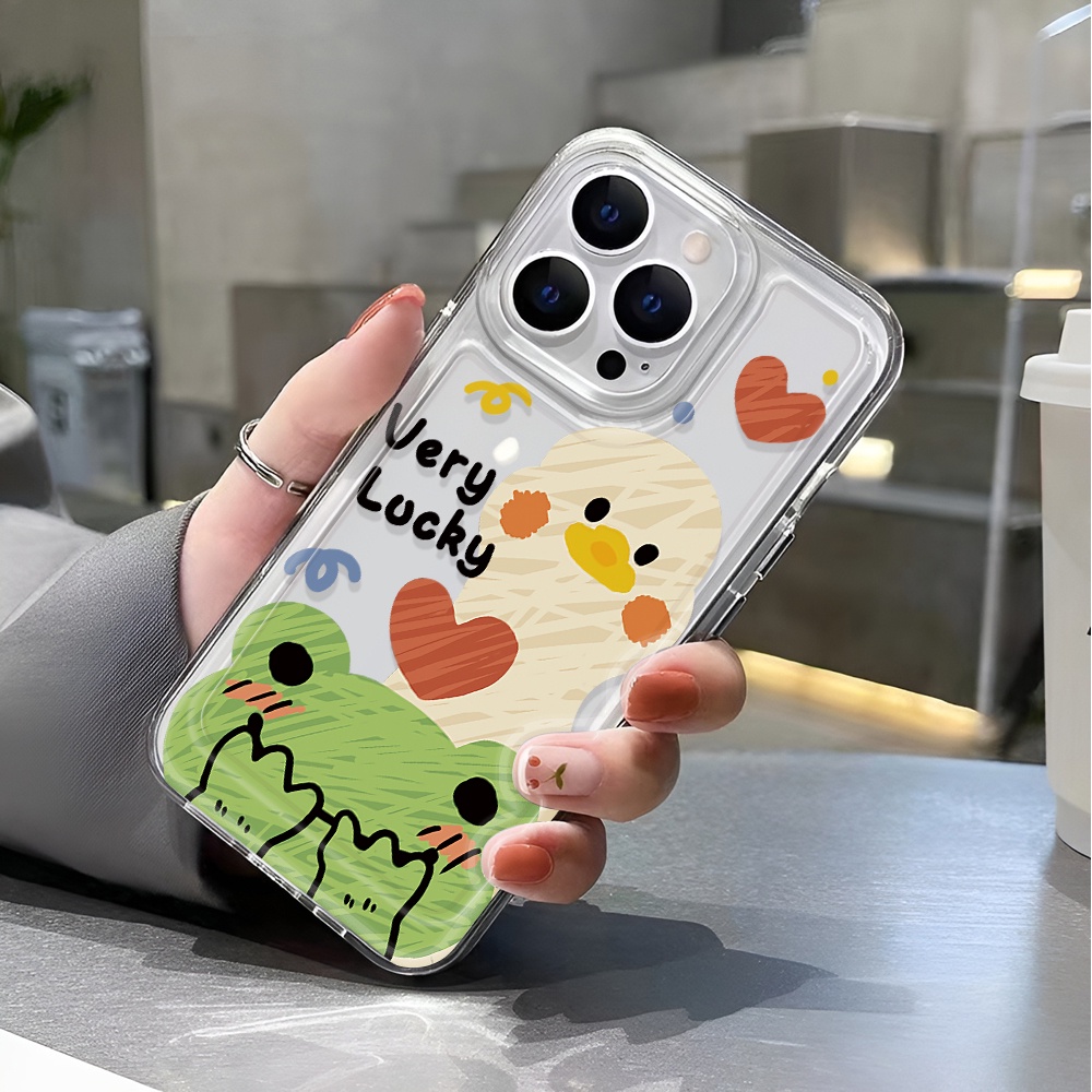 Ốp Điện Thoại Trong Suốt In Hình Vịt May Mắn Cho iphone 14 pro max 11 13 12 7 8 Plus X XR XSMax