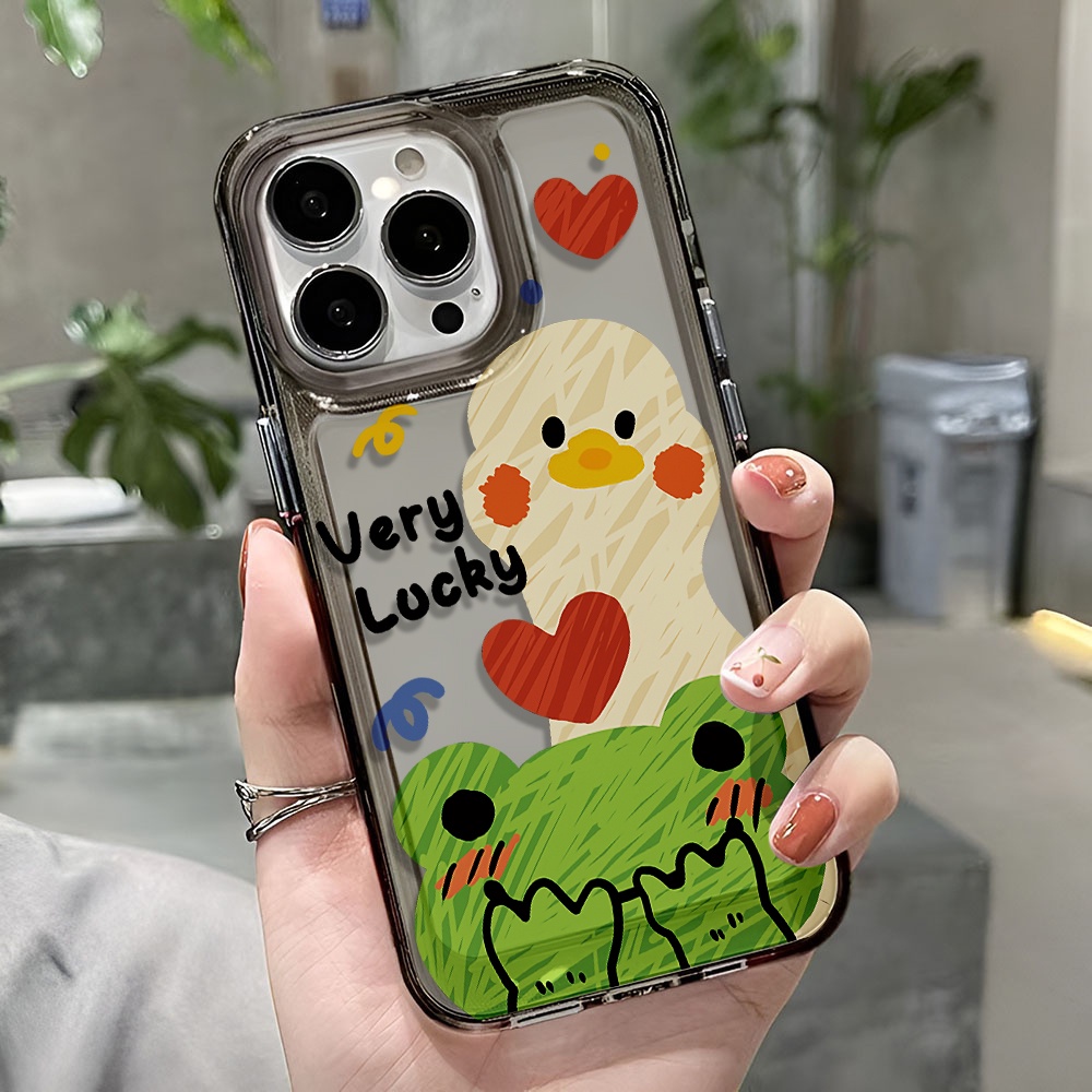 Ốp Điện Thoại Trong Suốt In Hình Vịt May Mắn Cho iphone 14 pro max 11 13 12 7 8 Plus X XR XSMax