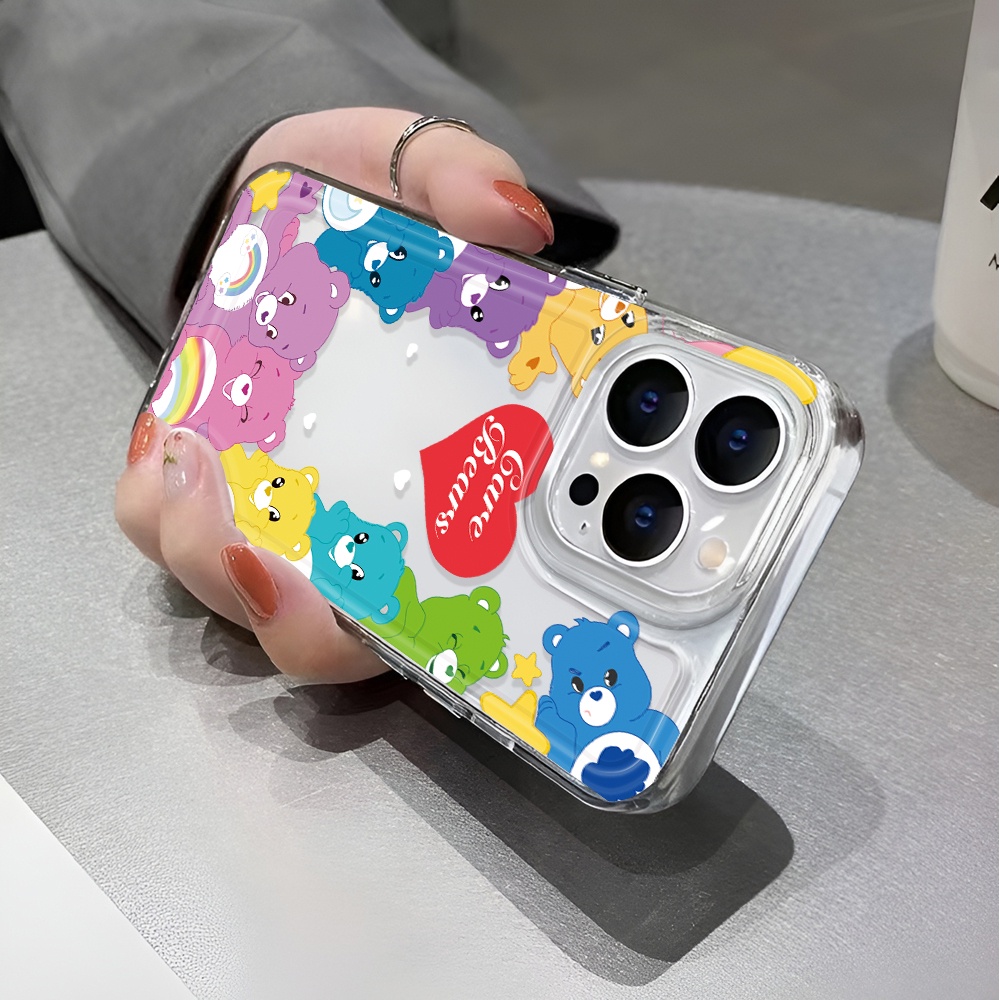 Ốp Điện Thoại Trong Suốt In Hình Gấu Cầu Vồng Hoạt Hình Cho iphone 14 pro max 11 13 12 7 8 Plus X XR XSMax