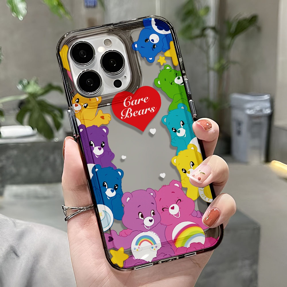 Ốp Điện Thoại Trong Suốt In Hình Gấu Cầu Vồng Hoạt Hình Cho iphone 14 pro max 11 13 12 7 8 Plus X XR XSMax