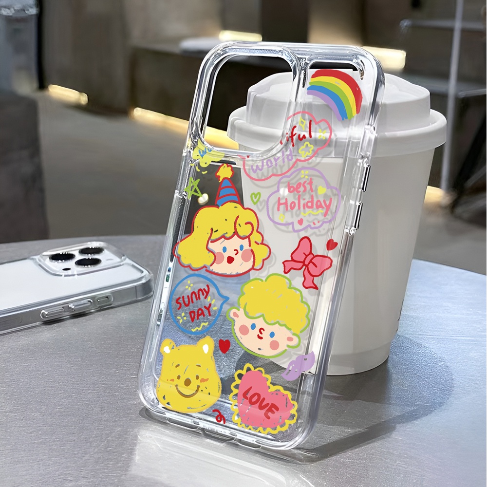 Ốp Điện Thoại Trong Suốt In Hình Gấu / Bé Gái Cho iphone 14 pro max 11 13 12 7 8 Plus X XR XSMax