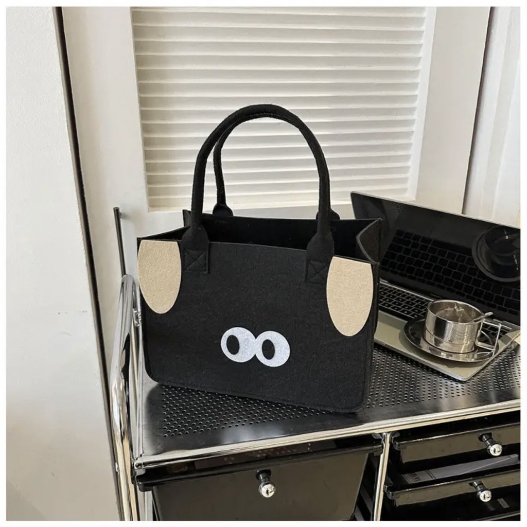 Túi Tote Bằng Vải Nỉ In Hình Hoạt Hình Dễ Thương Thời Trang