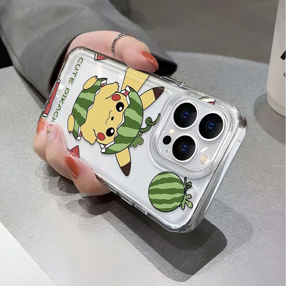 Ốp Điện Thoại Trong Suốt Họa Tiết Dưa Hấu / Pikachu Dễ Thương Cho iphone 14 pro max 11 13 12 7 8 Plus X XR XSMax