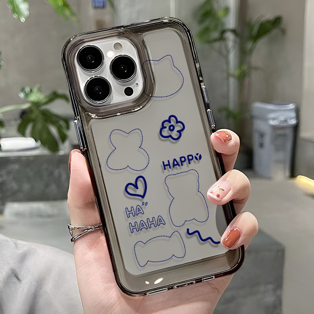 Ốp Điện Thoại Trong Suốt In Hình Gấu Hoa Cho iphone 14 pro max 11 13 12 7 8 Plus X XR XSMax
