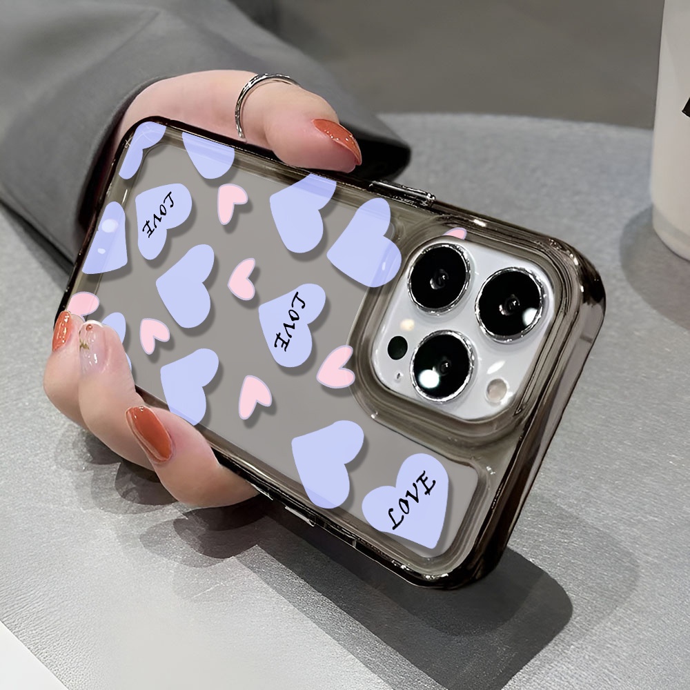 Ốp Điện Thoại Trong Suốt Họa Tiết Trái Tim Màu Xanh Dương Cho iphone 14 pro max 11 13 12 7 8 Plus X XR XSMax