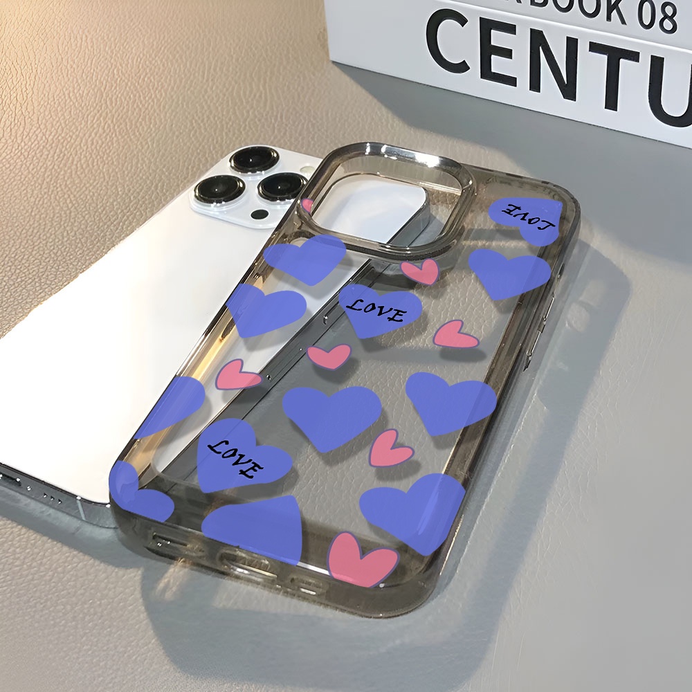 Ốp Điện Thoại Trong Suốt Họa Tiết Trái Tim Màu Xanh Dương Cho iphone 14 pro max 11 13 12 7 8 Plus X XR XSMax