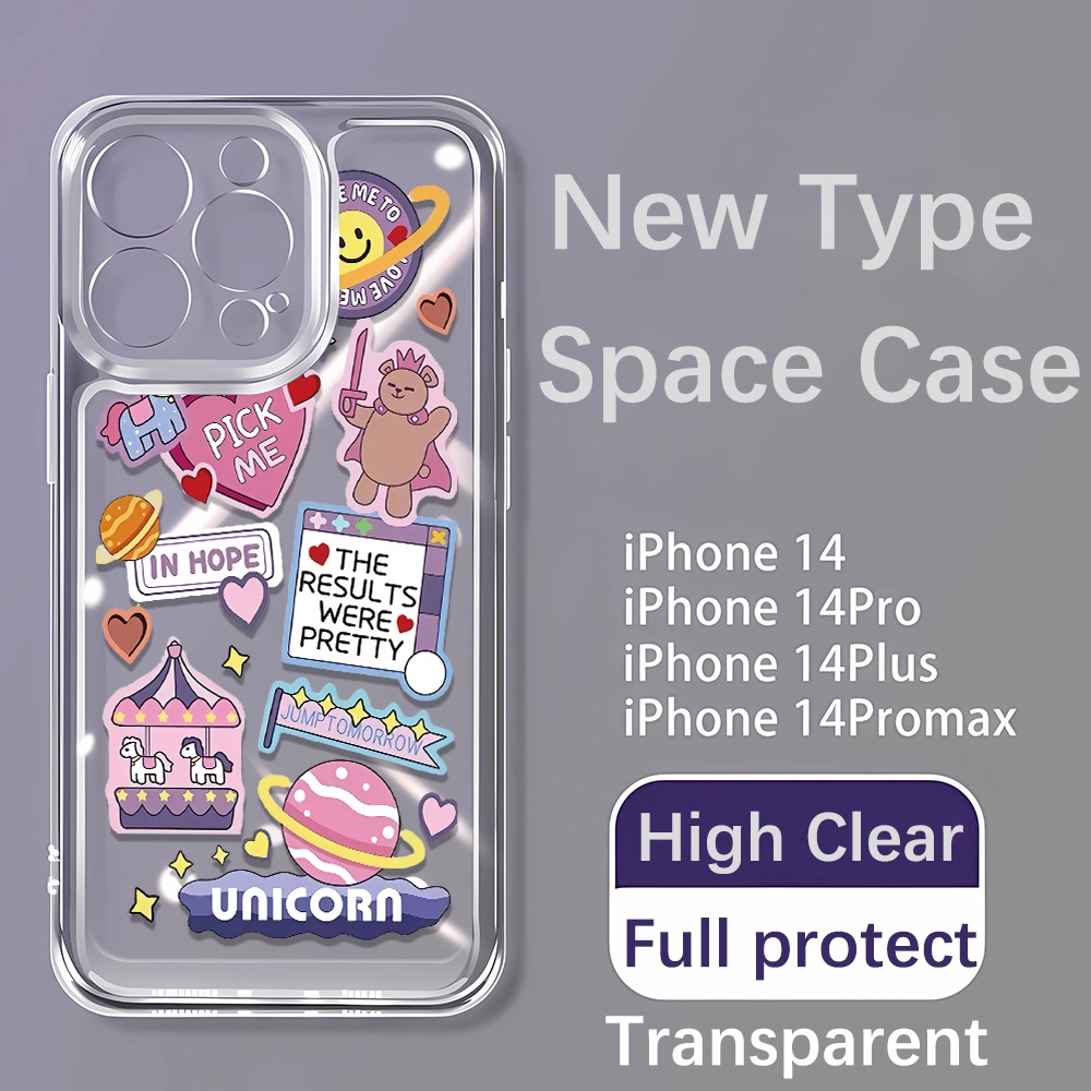 Ốp Điện Thoại Trong Suốt Chống Sốc In Hình Kỳ Lân Cầu Vồng Cho iphone 14 pro max 11 12 13 7 8 Plus X XR XSMax
