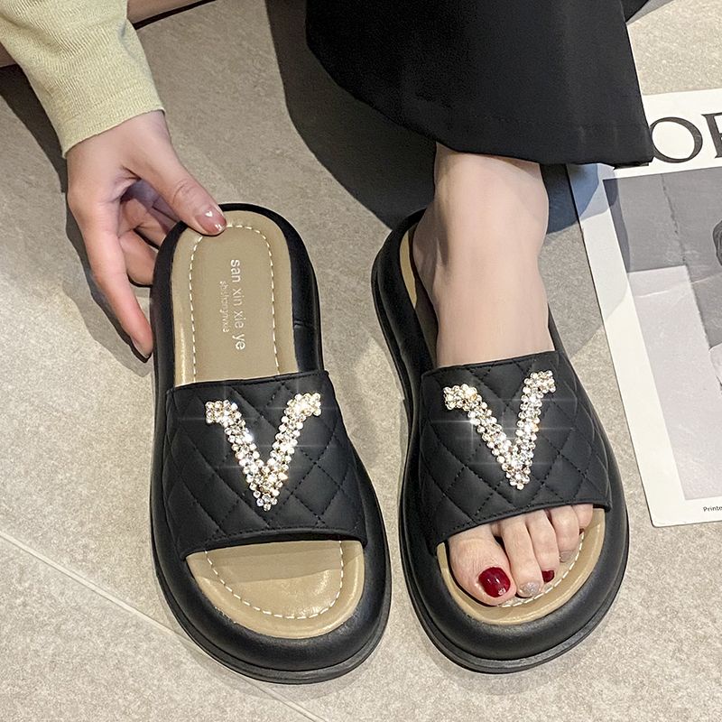 [Hàng Có Sẵn Giao Hàng Nhanh] Dép Xỏ Ngón Mùa Hè 2023 Đính Kim Cương Giả Thời Trang Dễ Phối Đồ Thoáng Khí Cho Nữ