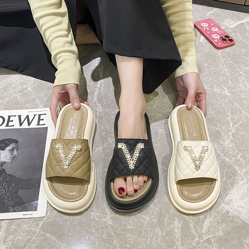 [Hàng Có Sẵn Giao Hàng Nhanh] Dép Xỏ Ngón Mùa Hè 2023 Đính Kim Cương Giả Thời Trang Dễ Phối Đồ Thoáng Khí Cho Nữ