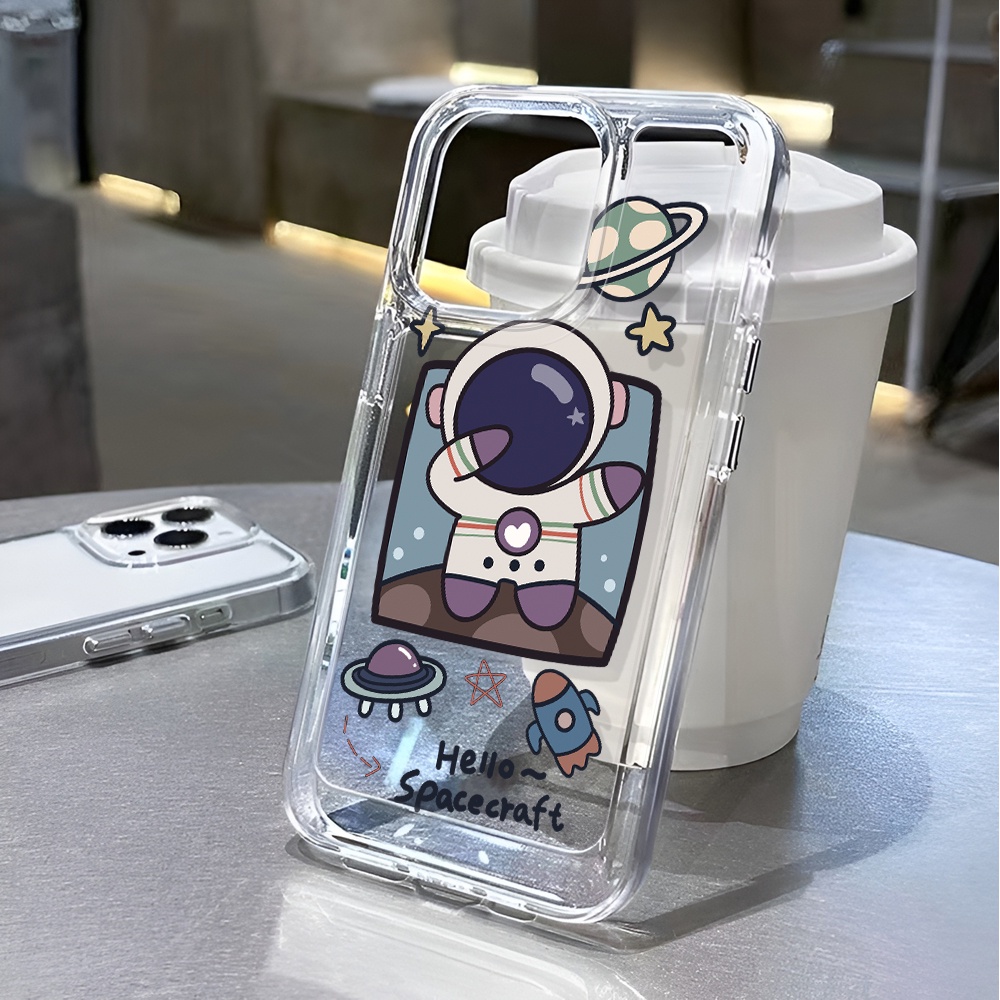 Ốp Điện Thoại Trong Suốt Chống Sốc In Hình Phi Hành Gia Hoạt Hình Cho iphone 14 pro max 11 13 12 7 8 Plus X XR XSMax