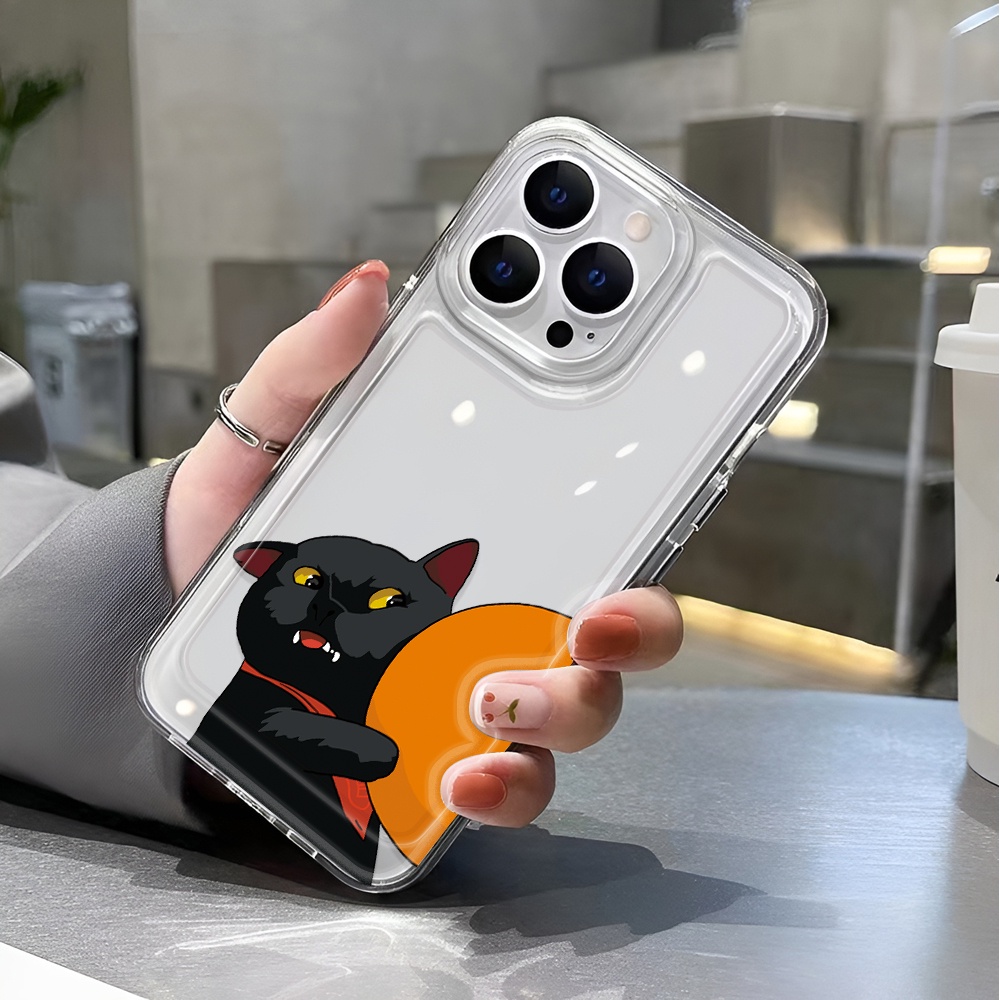 Ốp Điện Thoại Trong Suốt Chống Sốc In Hình Mèo Và Quả Cam Cho iphone 14 pro max 11 13 12 7 8 Plus X XR XSMax