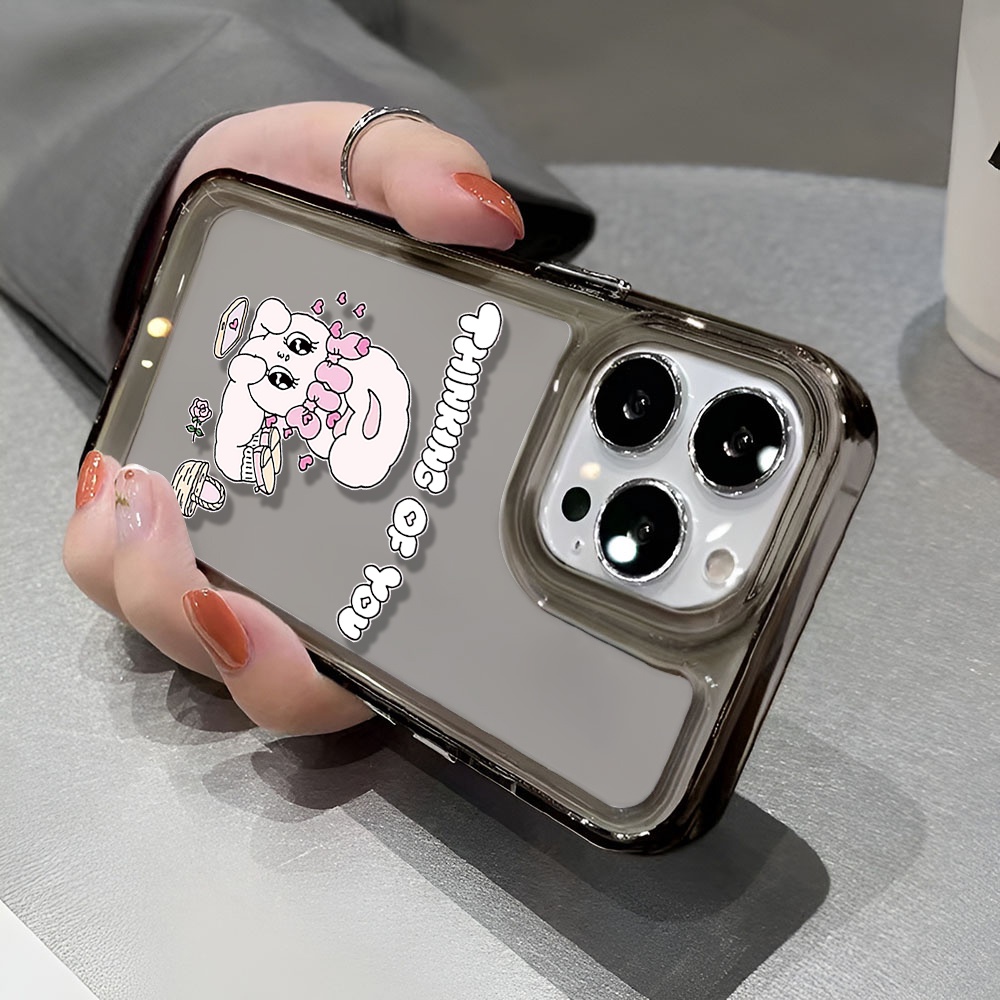 Ốp Điện Thoại Trong Suốt Chống Sốc In Hình Thỏ Hồng Cho iphone 14 pro max 11 13 12 7 8 Plus X XR XSMax
