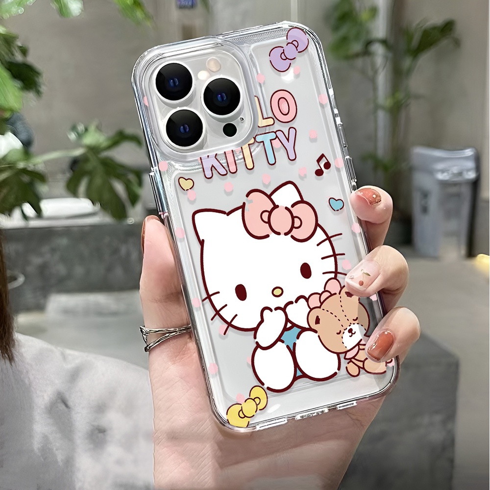 Ốp Điện Thoại Trong Suốt Chống Sốc In Hình Gấu Hello Kitty Cho iphone 14 pro max 11 13 12 7 8 Plus X XR XSMax