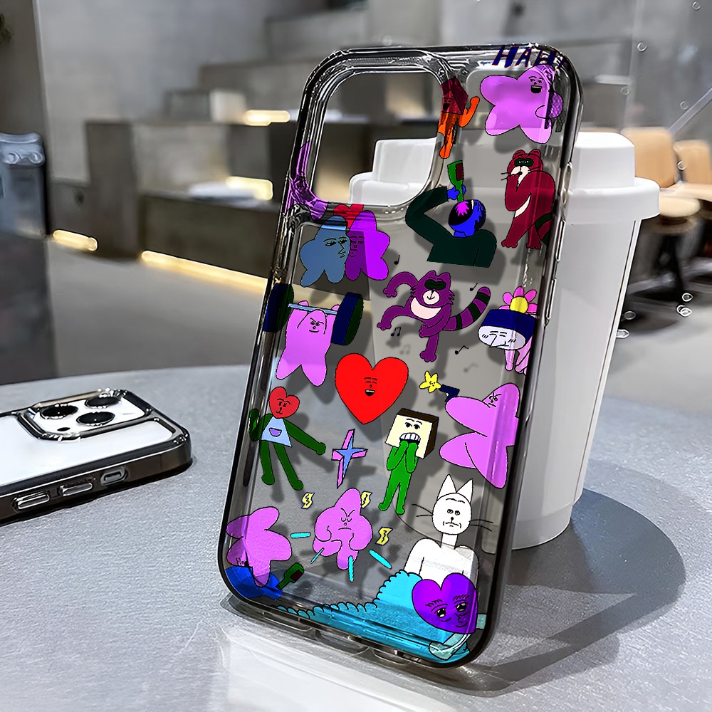 Ốp Điện Thoại Trong Suốt Họa Tiết Trái Tim &amp; Nhãn Dán Chống Sốc Cho iphone 14 pro max 11 13 12 7 8 Plus X XR XSMax