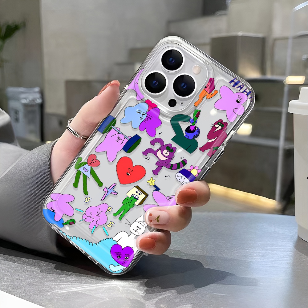 Ốp Điện Thoại Trong Suốt Họa Tiết Trái Tim &amp; Nhãn Dán Chống Sốc Cho iphone 14 pro max 11 13 12 7 8 Plus X XR XSMax