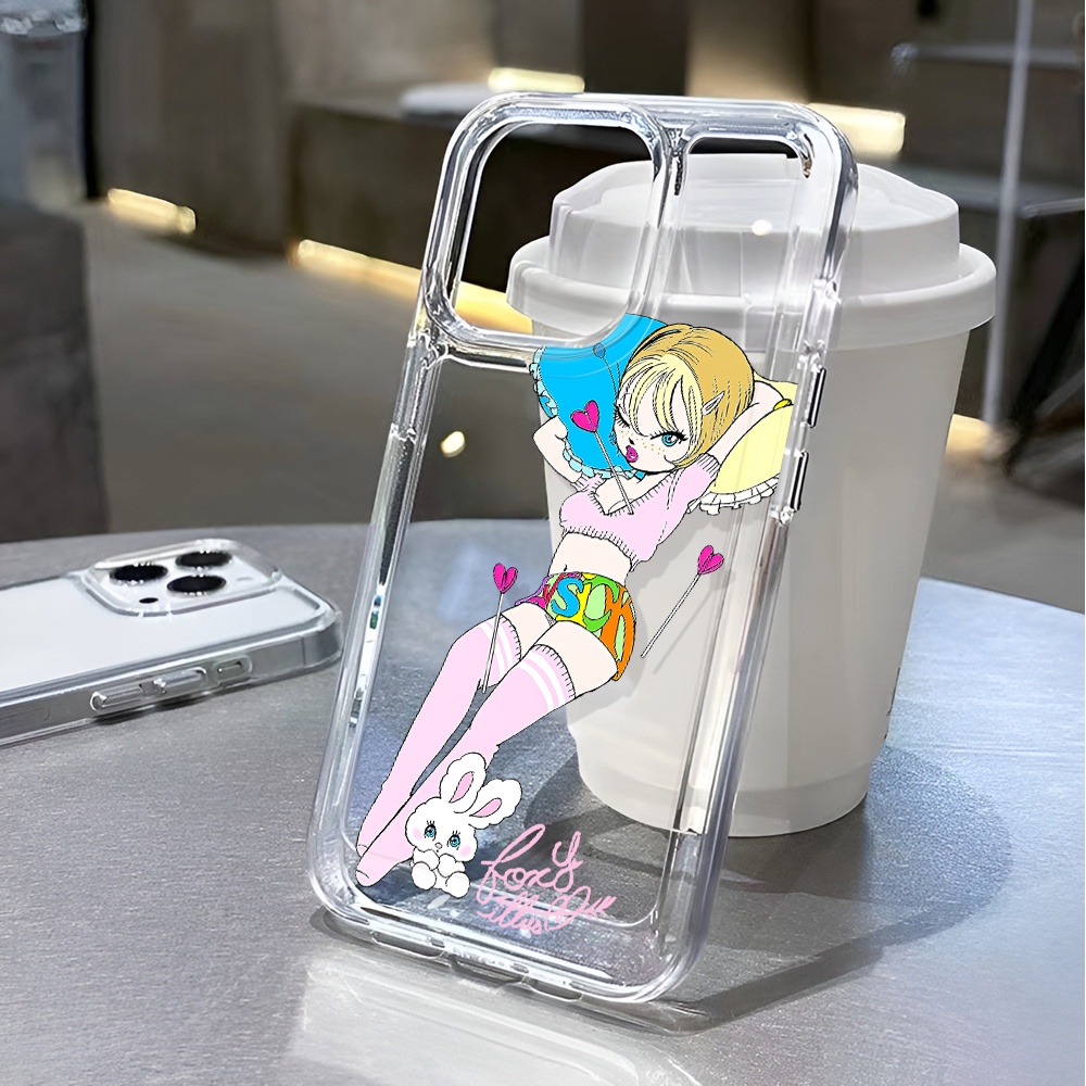 Ốp Điện Thoại Trong Suốt Chống Sốc In Hình Thỏ Cho iphone 14 pro max 11 13 12 7 8 Plus X XR XSMax