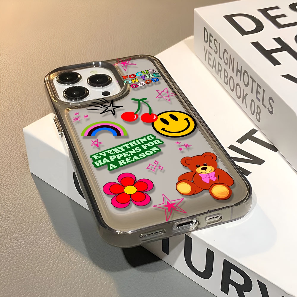 Ốp Điện Thoại Trong Suốt Chống Sốc In Hình Hoa Mặt Cười Cho iphone 14 pro max 11 13 12 7 8 Plus X XR XSMax