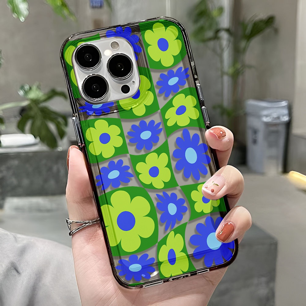 Ốp Điện Thoại Trong Suốt Chống Sốc Họa Tiết Kẻ Ô Cho iphone 14 pro max 11 13 12 7 8 Plus X XR XSMax