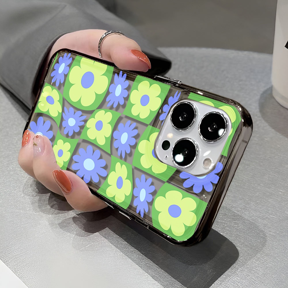 Ốp Điện Thoại Trong Suốt Chống Sốc Họa Tiết Kẻ Ô Cho iphone 14 pro max 11 13 12 7 8 Plus X XR XSMax