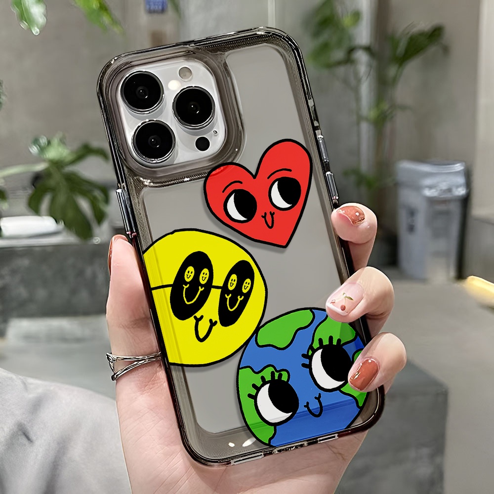 Ốp Điện Thoại Trong Suốt In Hình Mặt Cười Chống Sốc Cho iphone 14 pro max 11 13 12 7 8 Plus X XR XSMax
