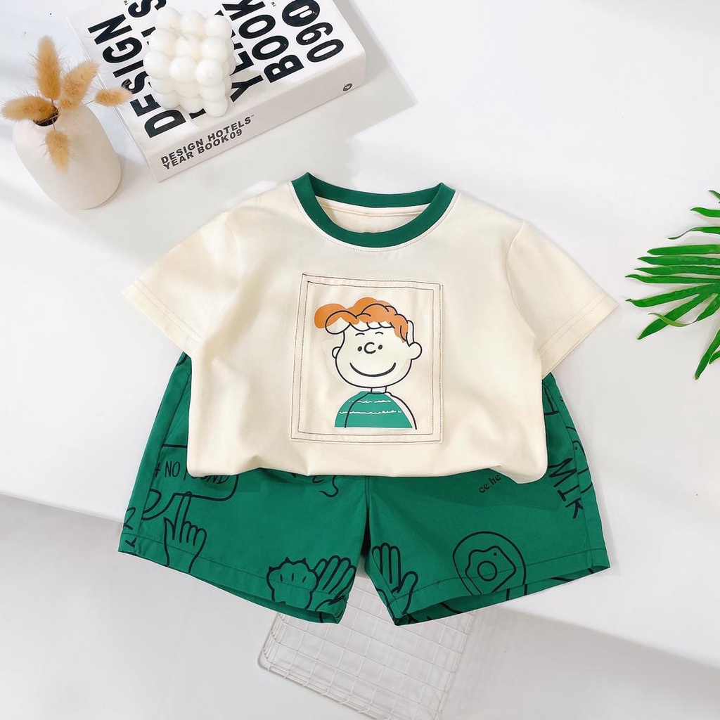 ✨Hàng Có Sẵn!✨ Bộ Áo Thun Tay Ngắn In Họa Tiết Hoạt Hình Thời Trang Mùa Hè Xinh Xắn Cho Bé Trai Và Gái