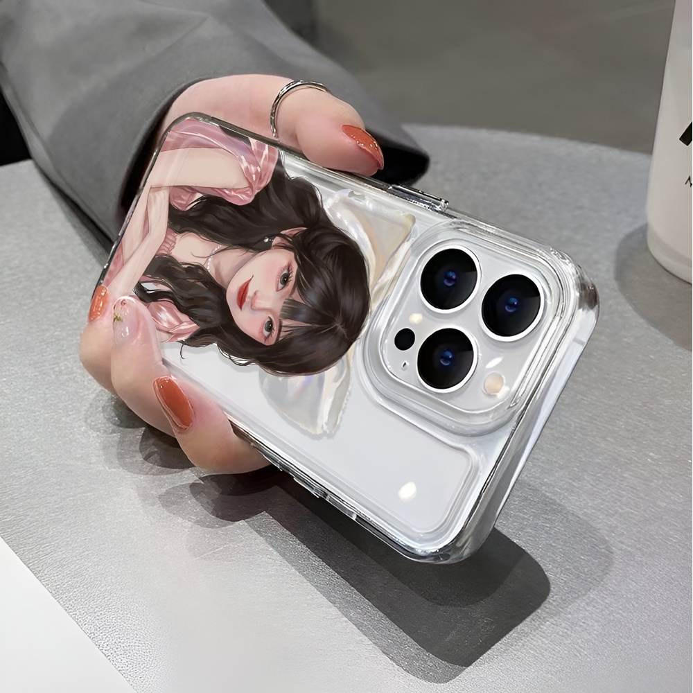 Ốp Điện Thoại Trong Suốt Chống Sốc In Hình Cô Gái Không Gian Cho iphone 14 pro max 11 13 12 7 8 Plus X XR XSMax