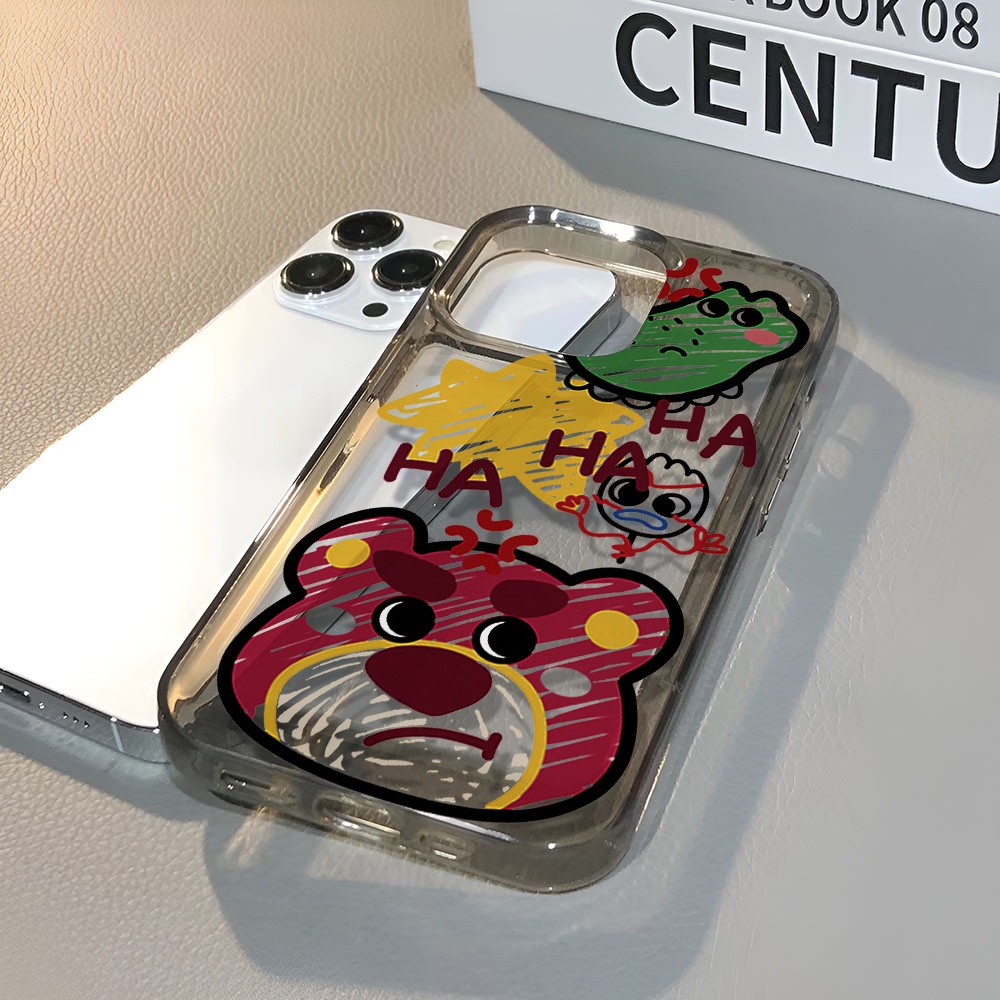 Ốp Điện Thoại Trong Suốt Họa Tiết Gấu / Dâu Tây Kiểu Graffiti Chống Sốc Cho iphone 14 pro max 11 13 12 7 8 Plus X XR XSMax