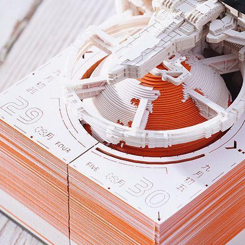 Lịch Giấy Ghi Chú Hình Trái Đất 3d Phong Cách Trung Hoa retro