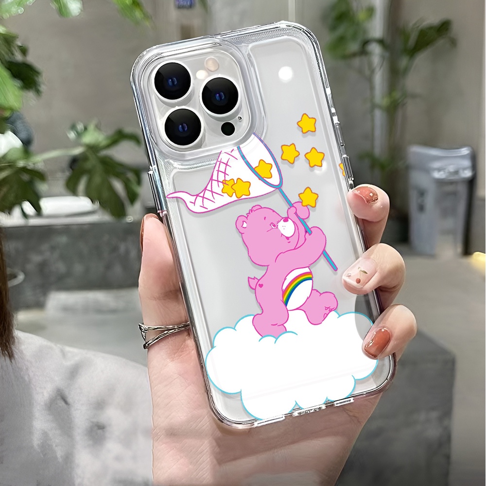 Ốp Điện Thoại Trong Suốt Chống Sốc In Hình Gấu Cầu Vồng Cho iphone 14 pro max 11 13 12 7 8 Plus X XR XSMax