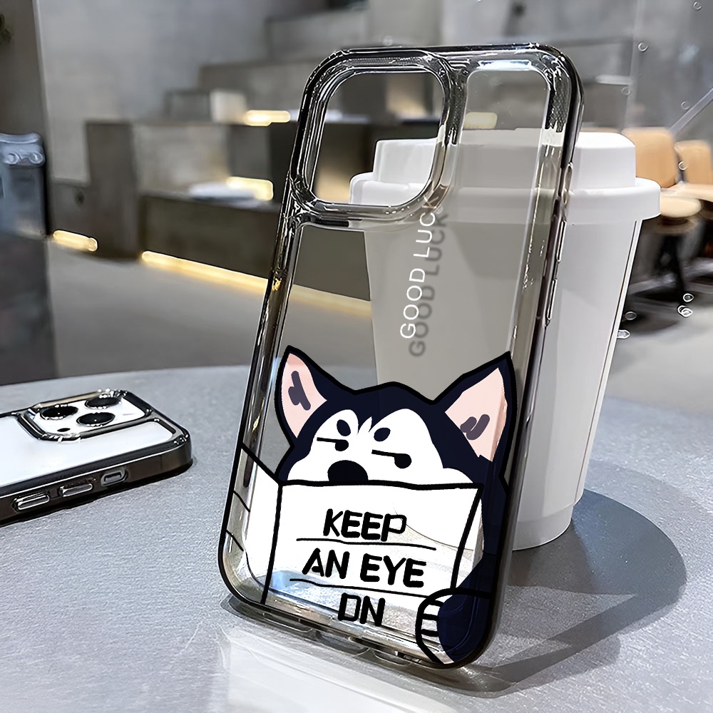 Ốp Điện Thoại Trong Suốt Chống Sốc Họa Tiết Chú Chó Đọc Báo Cho iphone 14 pro max 11 13 12 7 8 Plus X XR XSMax
