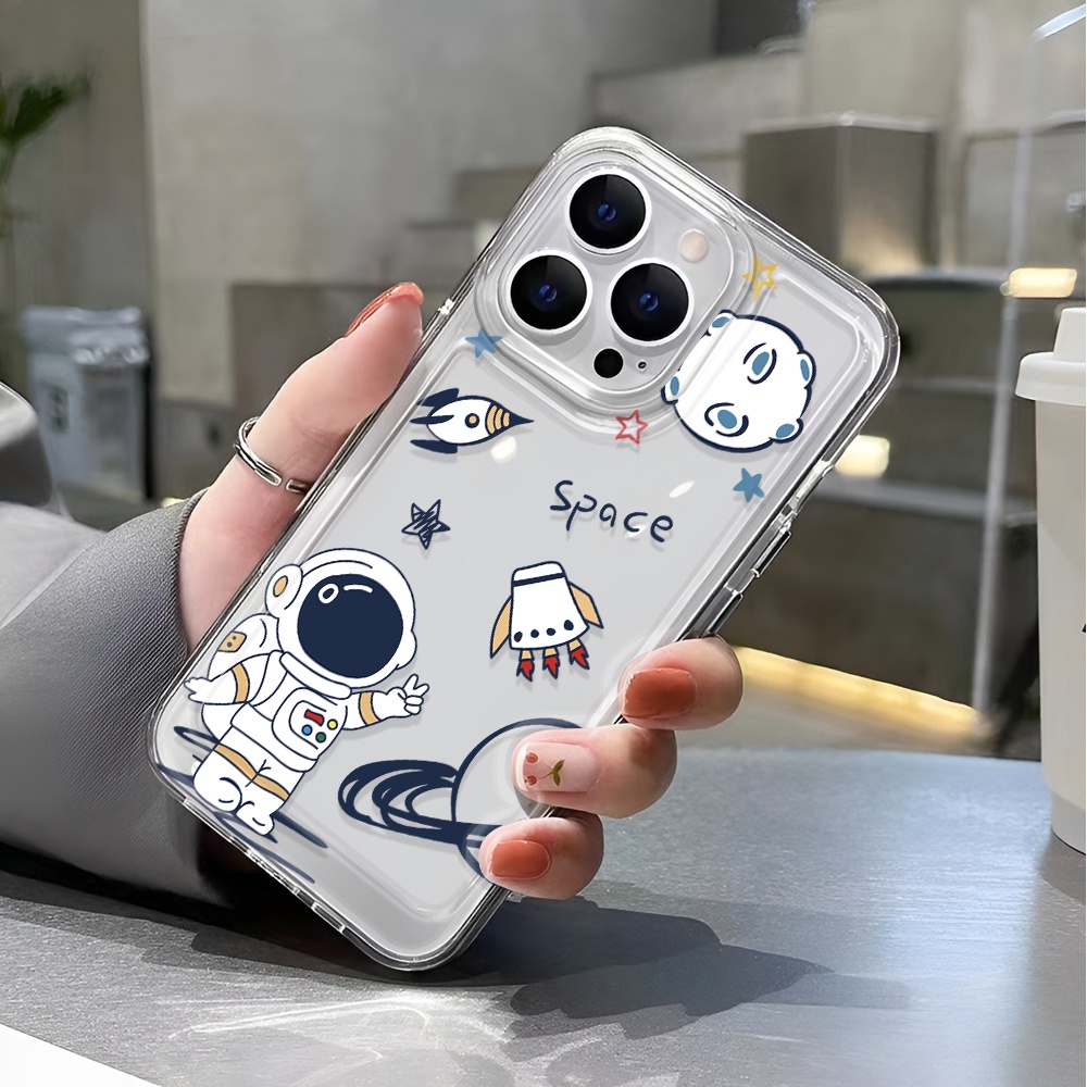 Ốp Điện Thoại Trong Suốt Chống Sốc In Hình Phi Hành Gia Vũ Trụ Cho iphone 14 pro max 11 13 12 7 8 Plus X XR XSMax