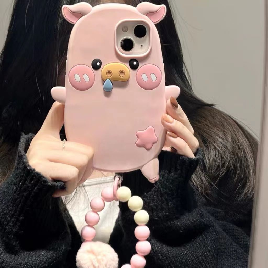 Ốp Điện Thoại Silicon Mềm Chống Sốc Hình Chú Heo Ba Chiều Cho iPhone13promax 14 12 11