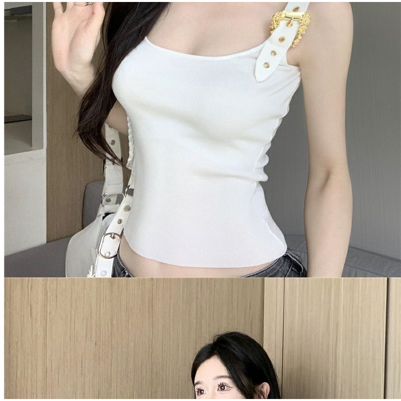 Hàng Có Sẵn Áo Hai Dây Màu Trơn Quyến Rũ Thời Trang Mùa Hè Cho Nữ