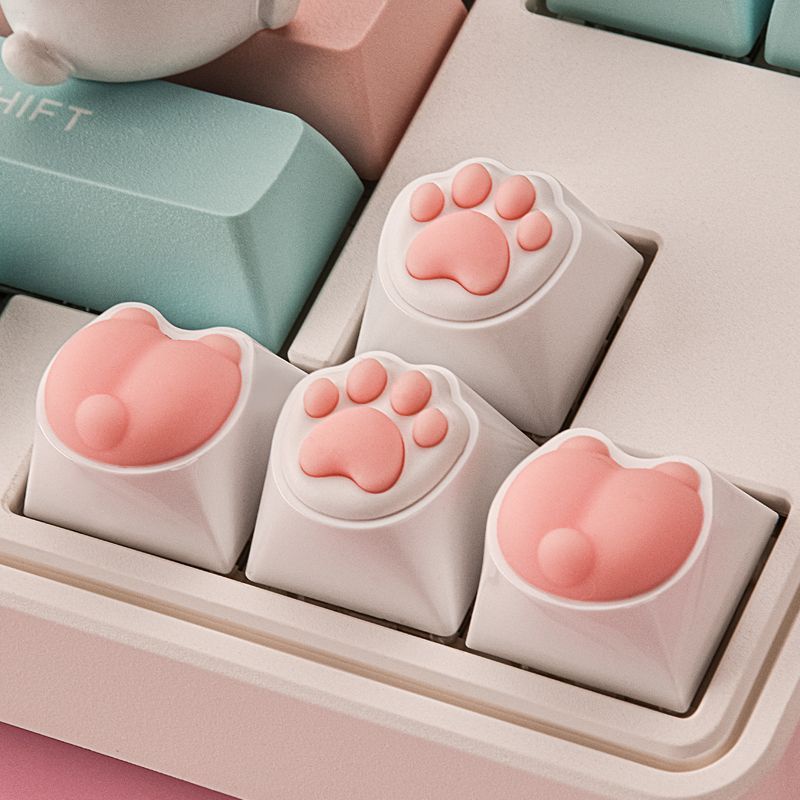 Osid keycap Bàn Phím Cơ Bằng Silicon Mềm Đàn Hồi Hình Bàn Chân Mèo Màu Hồng Dễ Thương Silicon Mềm Mại 7.14