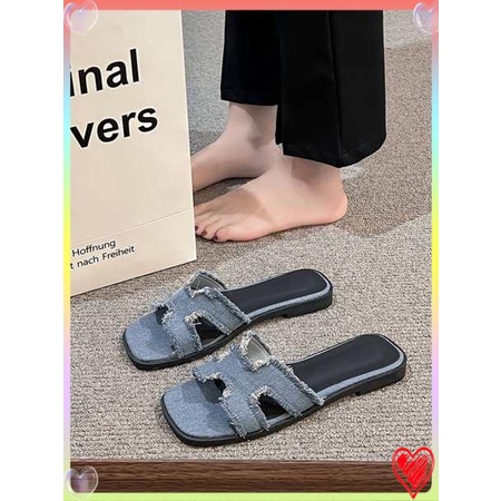 Dép đế thấp thời trang đi biển phong cách pháp