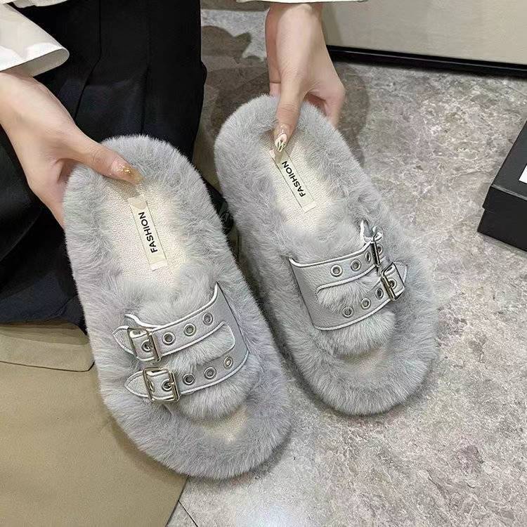 Dép Lông Xù Mềm Mại Thoải Mái Đơn Giản Cho Nữ