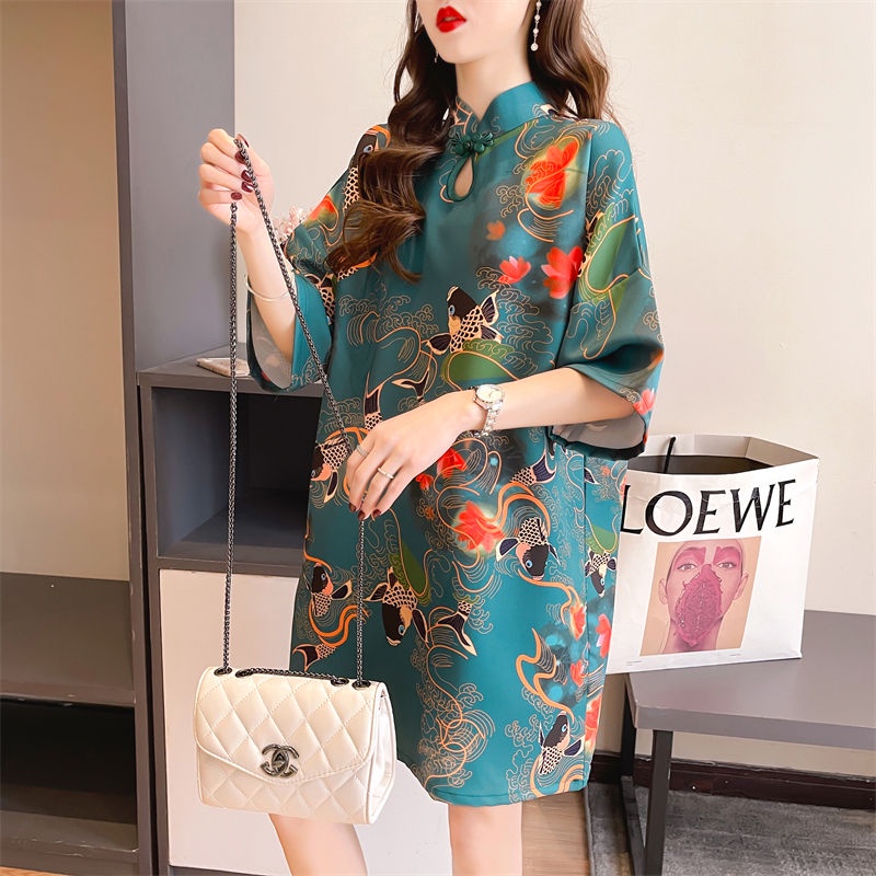 Đầm Sườn Xám Cách Tân Dáng Rộng Phong Cách Trung Hoa Mới 2023 Phiên Bản Mới Thanh Lịch _ Nn j beauty