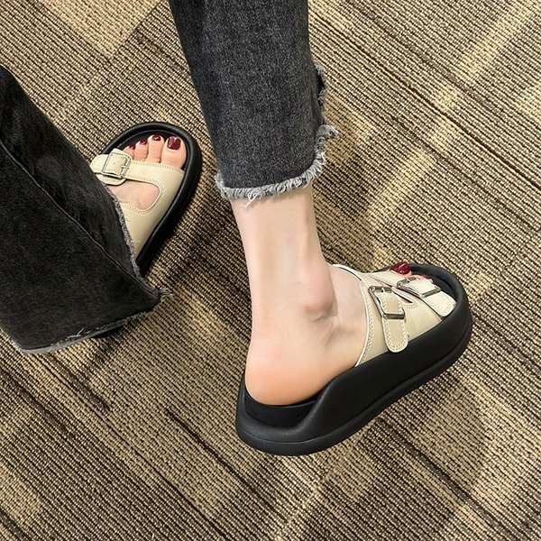 Giày Sandal Đế Dày Phối Khóa Phong Cách Roman