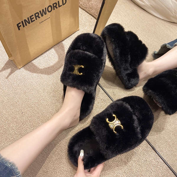 Dép Đế Dày Phối Lông Thời Trang 2023 Mới Cho Nữ