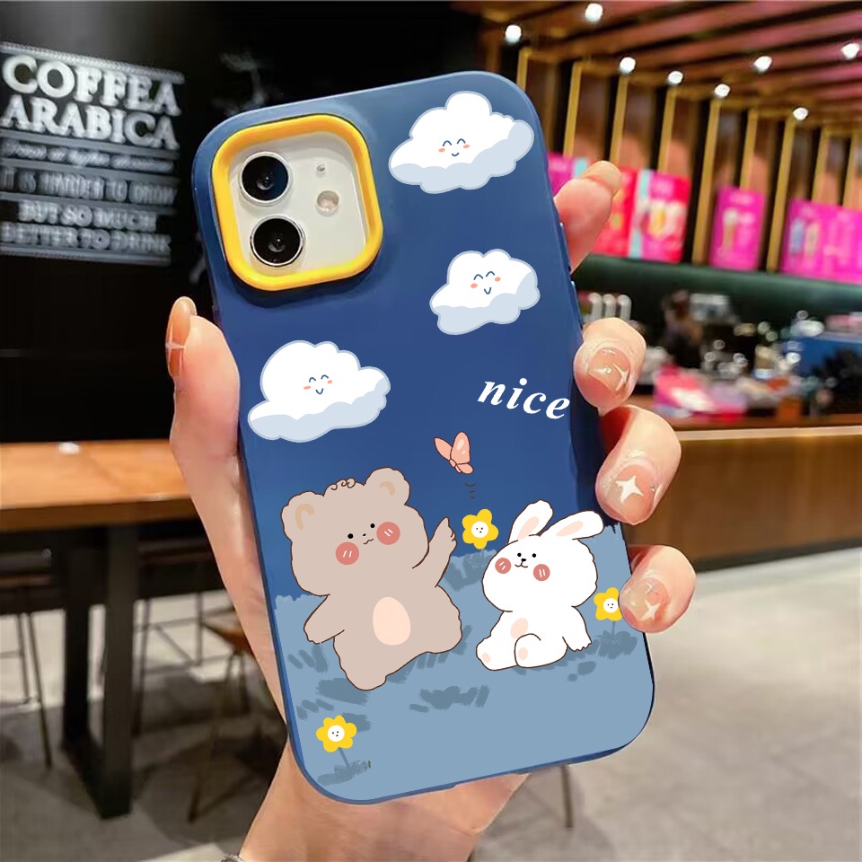 Ốp Điện Thoại silicon Dẻo Hình Gấu Thỏ 3 Trong 1 Cho iPhone 14Promax 13 12 11 7Plus 7 X Xs Max XR