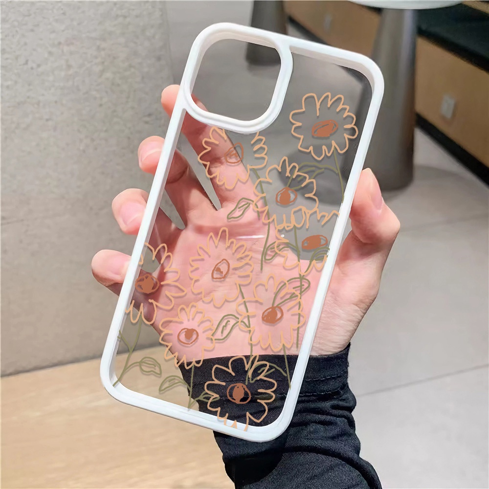Ốp Điện Thoại Nhựa Acrylic Cứng Trong Suốt In Hình Hoa Đáng Yêu Cho iphone 14promax 11 13 12 7Plus 8 X XS Max