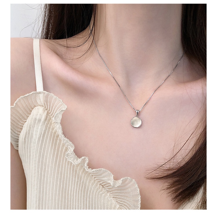 Vòng cổ Bạc S925 Mặt Hình Mũi Tên Màu Trắng Đính Đá Ngọc Bích Thời Trang Cho Nữ