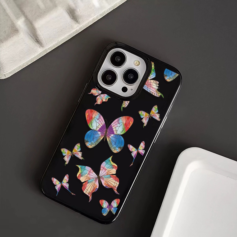 Ốp Điện Thoại Silicone TPU Mềm Bóng In Hình Bướm Nhiều Màu Cho iphone 14promax 11 13 12 7Plus 8 X XS Max