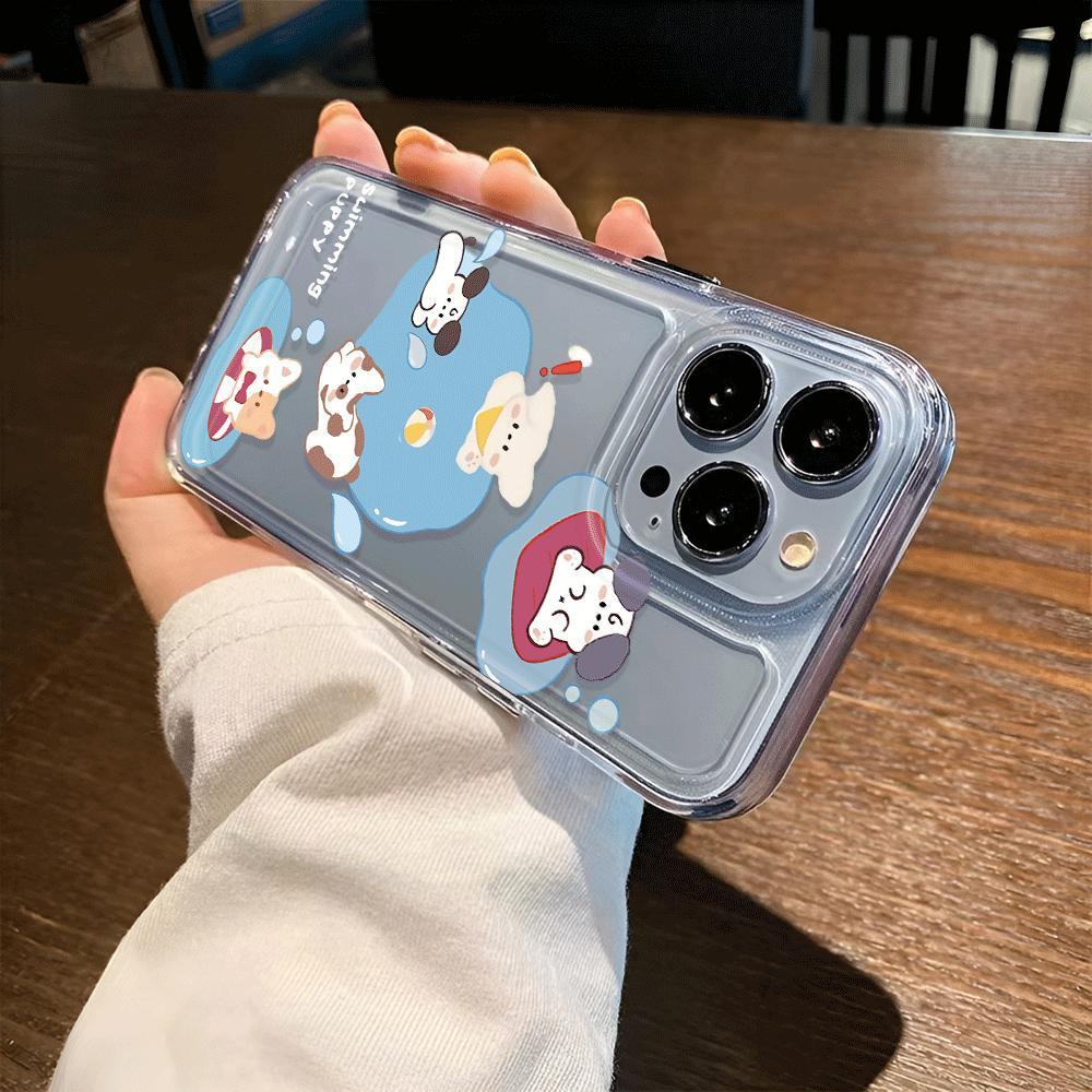 Ốp Điện Thoại Trong Suốt Hình Gấu Bơi Lội Cho iphone 14promax 13 12 11 7Plus 7 8 Plus X XR XSMax