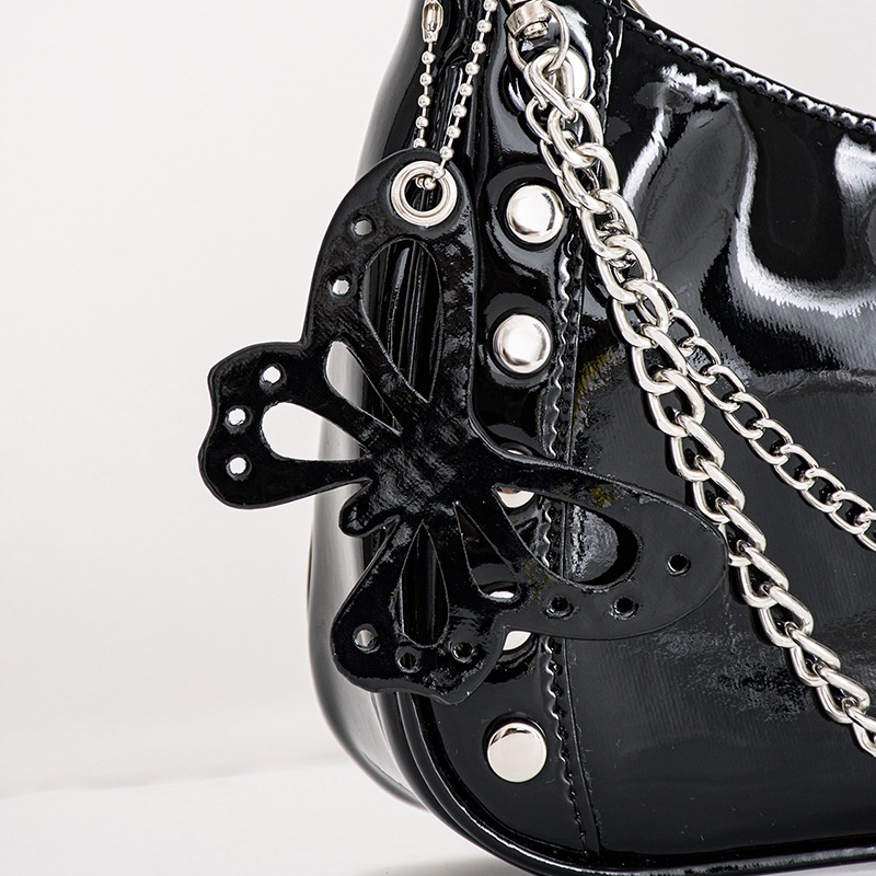 Túi Xách Màu Trơn Trang Trí Hình Bướm Phong Cách punk Thời Trang Cho Nữ